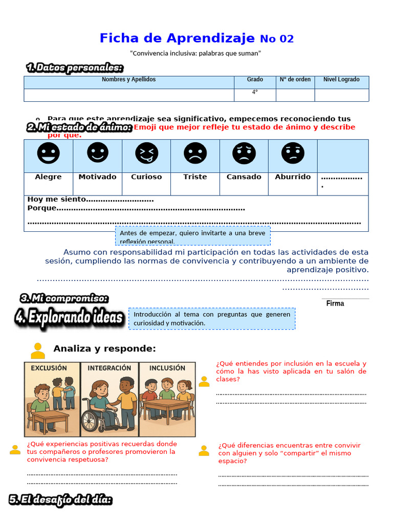 Ficha de Aprendizaje No 02 | PDF | Inclusión (Educación) | Invalidez