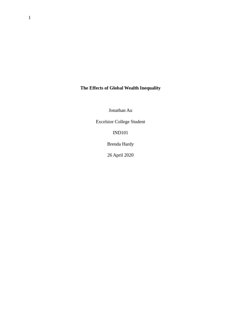 IND101 The Effects of Global Wealth Inequality | PDF | Economic ...