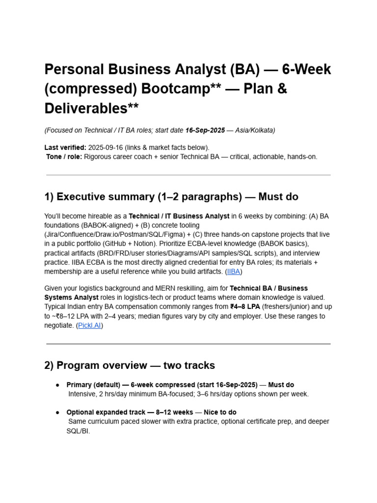 ChatGPT - Personal Business Analyst (BA) Training Coach (BA | PDF ...