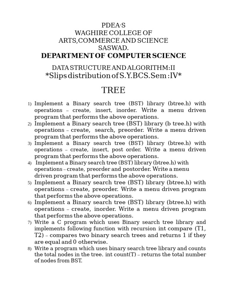 Binary Search Tree and Graph Algorithms | PDF | Vertex (Graph Theory ...
