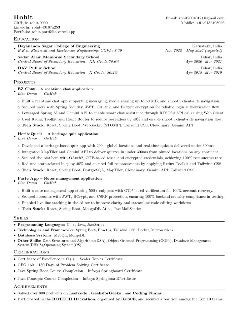 Rohit's Tech Portfolio and Projects | PDF | Databases | Computer ...