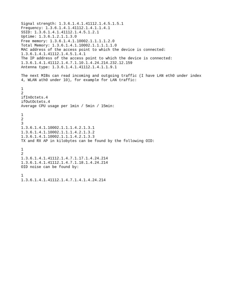 OIDs for Network Performance Metrics | PDF
