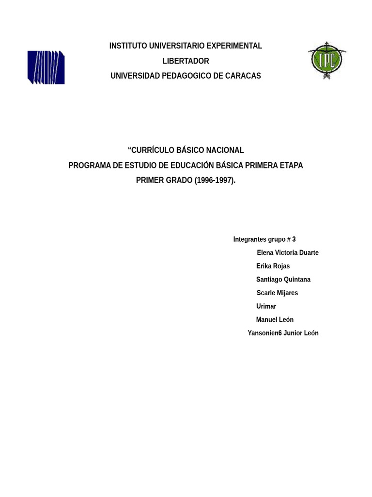 Programa de Estudio Primer Grado CBN | PDF | Aprendizaje | Plan de estudios