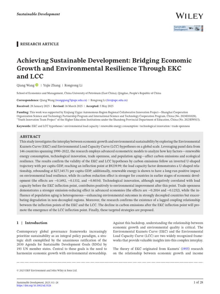 EKC and LCC: Economic Growth & Sustainability | PDF | Economic Growth ...
