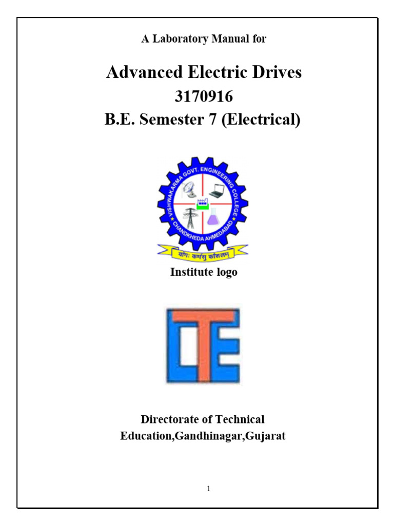 Advanced Electric Drives Lab Manual | PDF | Electric Motor | Power Inverter