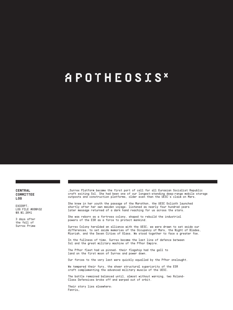 Surrex Colony: Apotheosis X Overview | PDF
