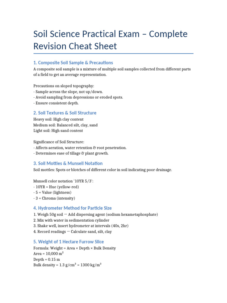 Soil Science Cheat Sheet | PDF | Soil | Natural Materials