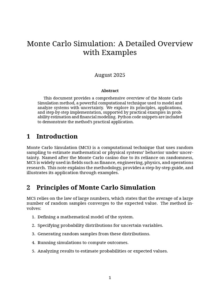 Monte Carlo Simulation Explained with Python | PDF | Monte Carlo Method ...