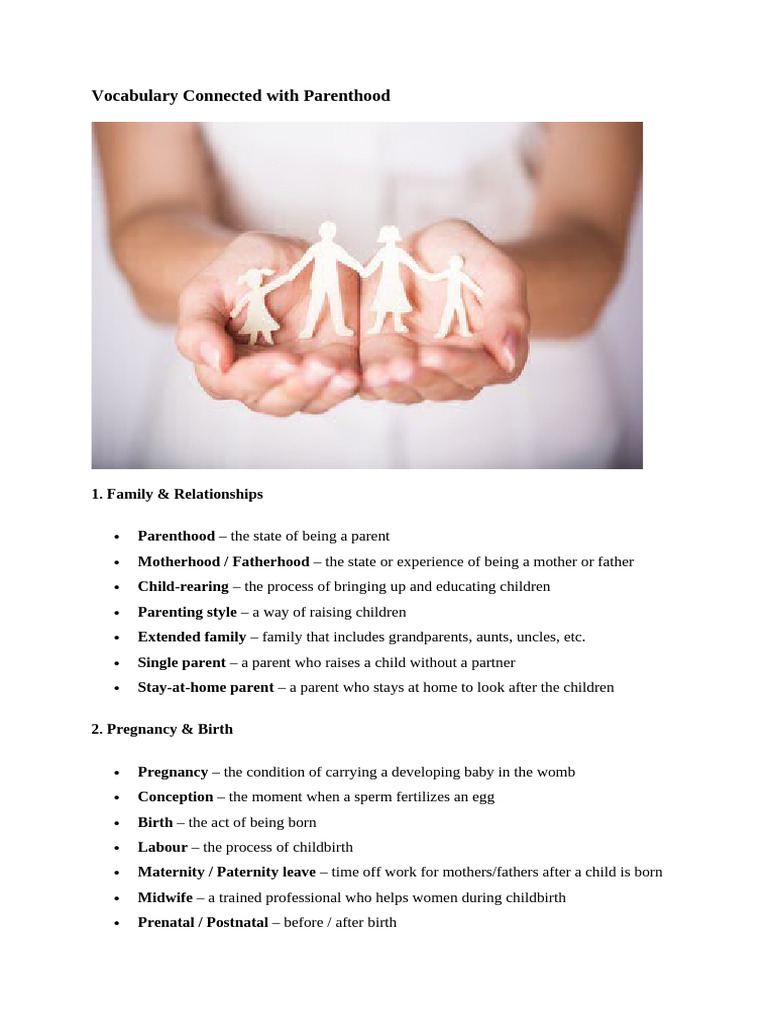 Parenthood Vocabulary Guide | PDF | Parenting | Parent