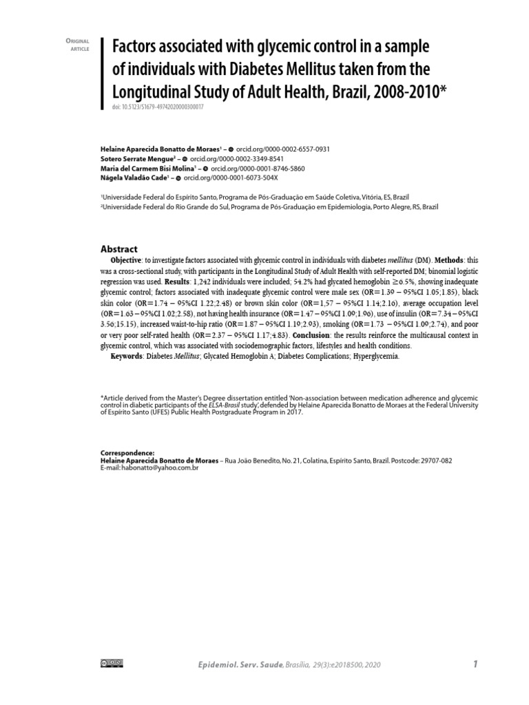 Factors Associated With Glycemic Control in A Sample | PDF | Glycated ...