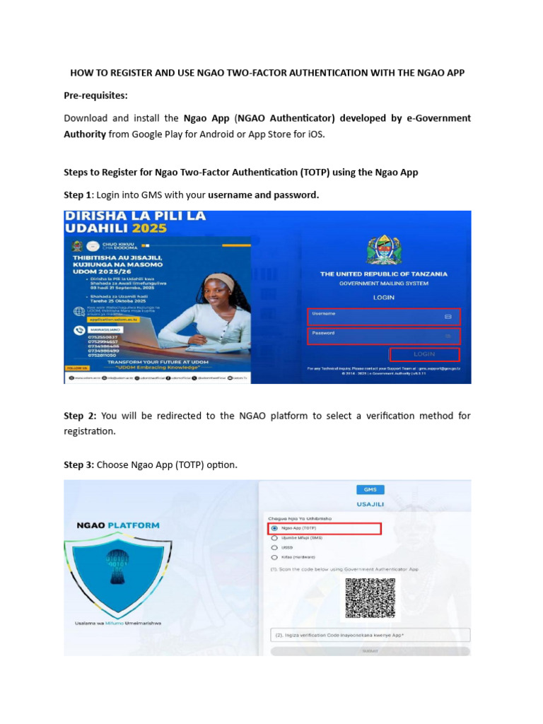 NGAO App Two-Factor Authentication Guide | PDF