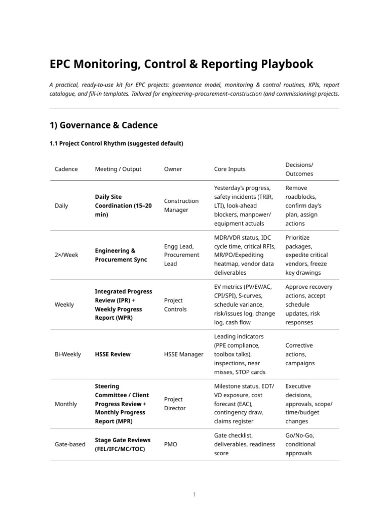 EPC Tracking Playbook Guide | PDF | Business
