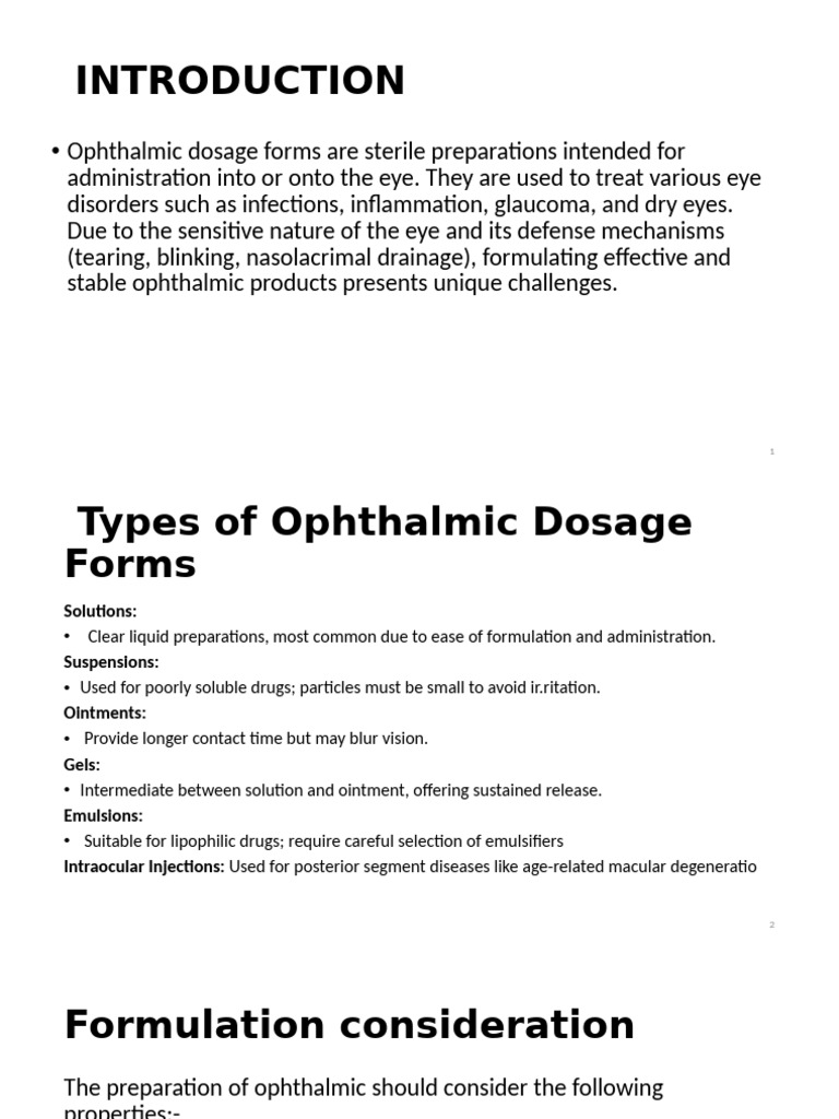 Ophthalmic Dosage Form Development Guide | PDF | Pharmaceutical ...