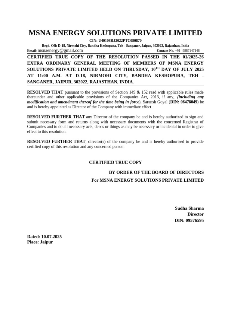 MSNA Energy Solutions Director Appointment | PDF