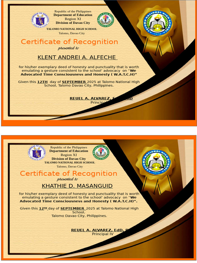 Certificate For Students WATCH | PDF | Philippines | Public Administration