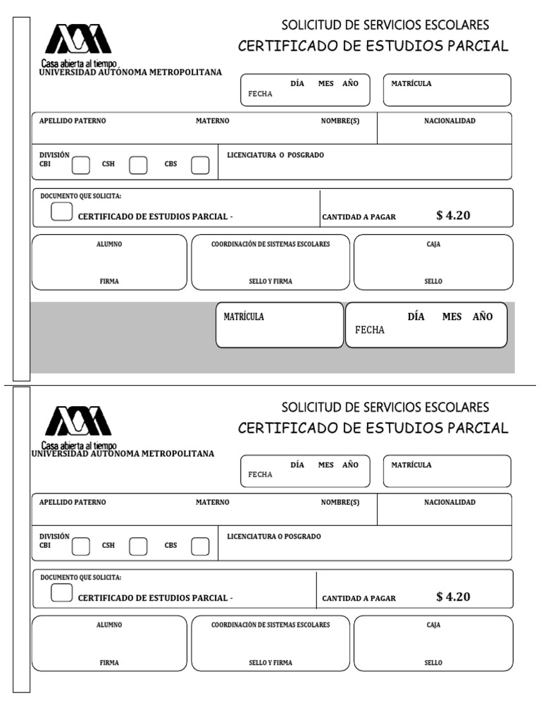Solicitud de Certificado Parcial | PDF