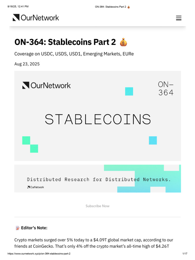 Coverage On USDC, USDS, USD1, Emerging Markets, EURe | PDF | Money |  Economies