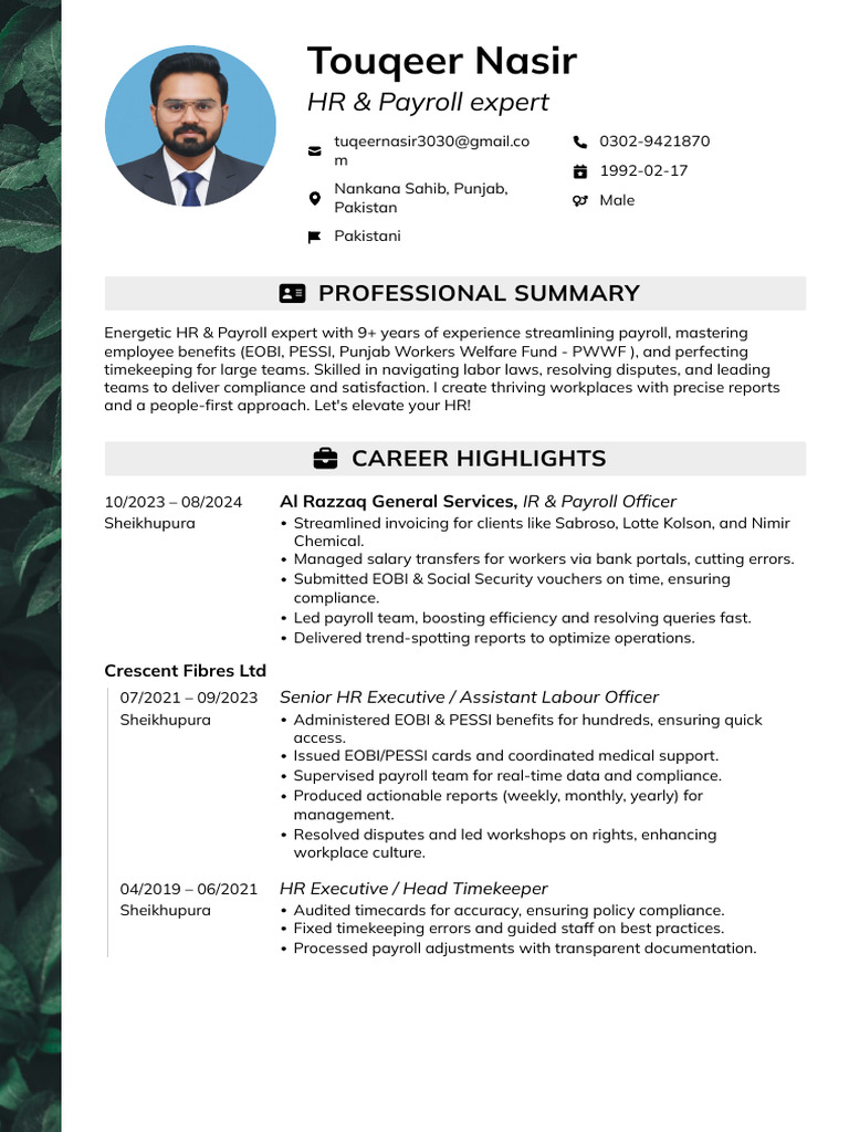 HR & Payroll Expert with 9+ Years Experience | PDF | Payroll | Business
