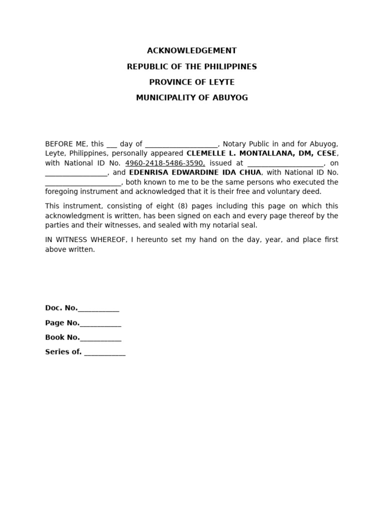 Notarial Acknowledgment Document | PDF