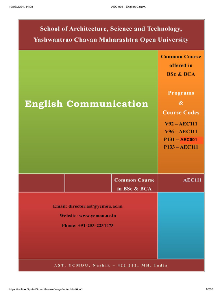AEC 001 English Communication Guide | PDF