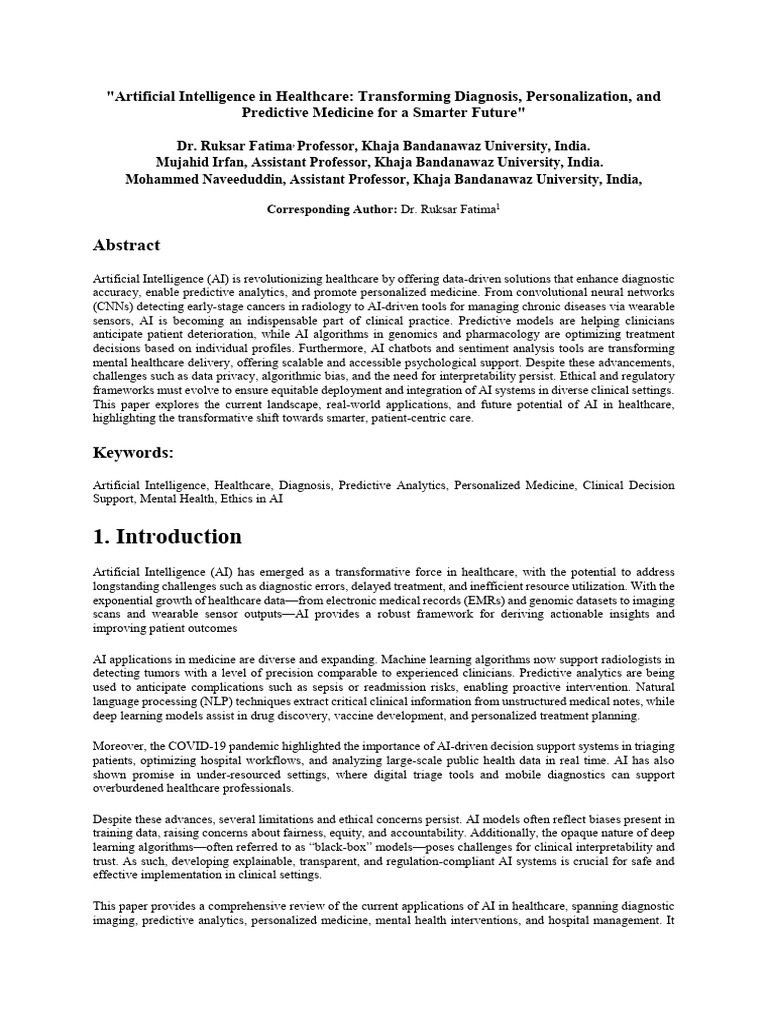 Enhancing AI Model Training in Healthcare | PDF | Artificial ...