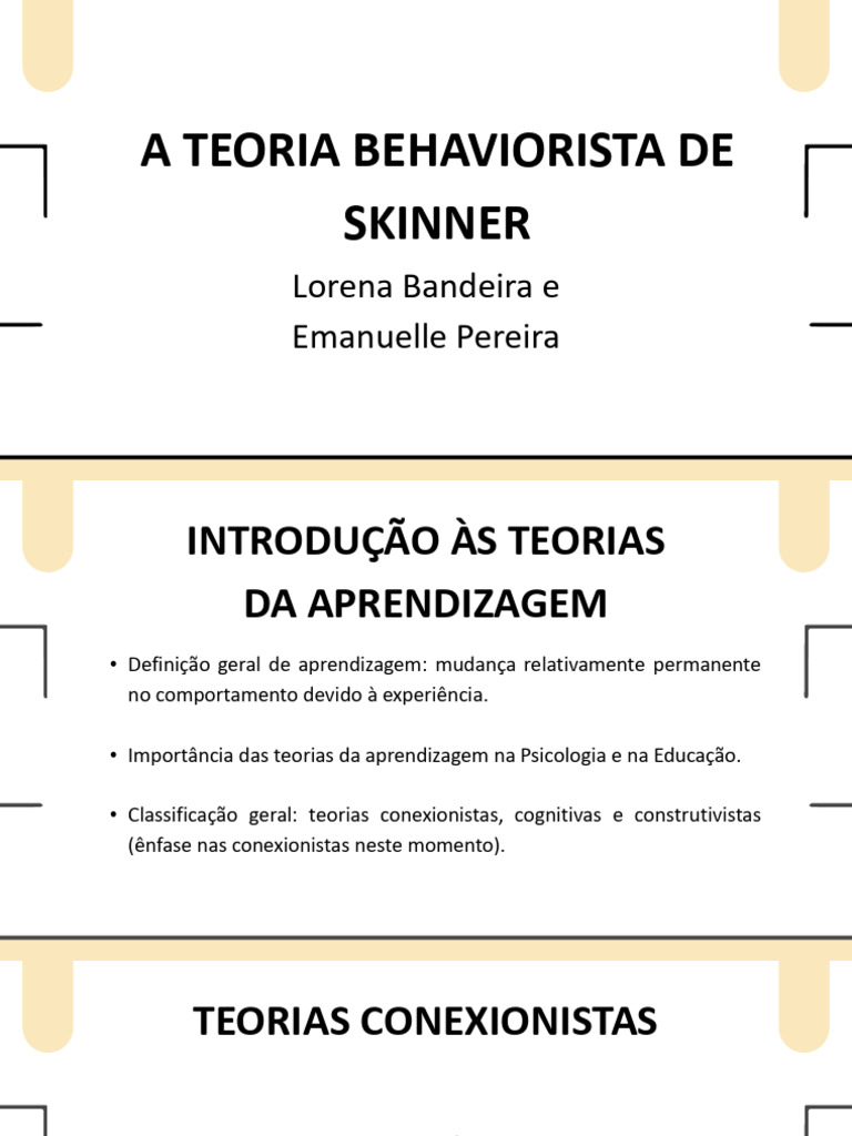 Teoria Behaviorista de Skinner e Aprendizagem | PDF | Condicionamento ...
