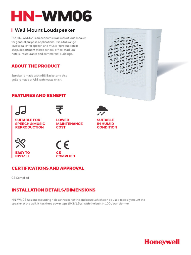 HN-WM06 Wall Mount Loudspeaker Overview | PDF | Loudspeaker ...