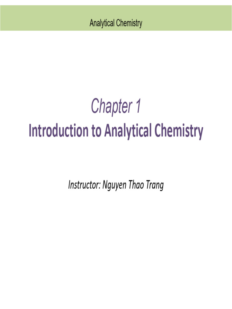 Introduction to Analytical Chemistry | PDF | Analytical Chemistry ...