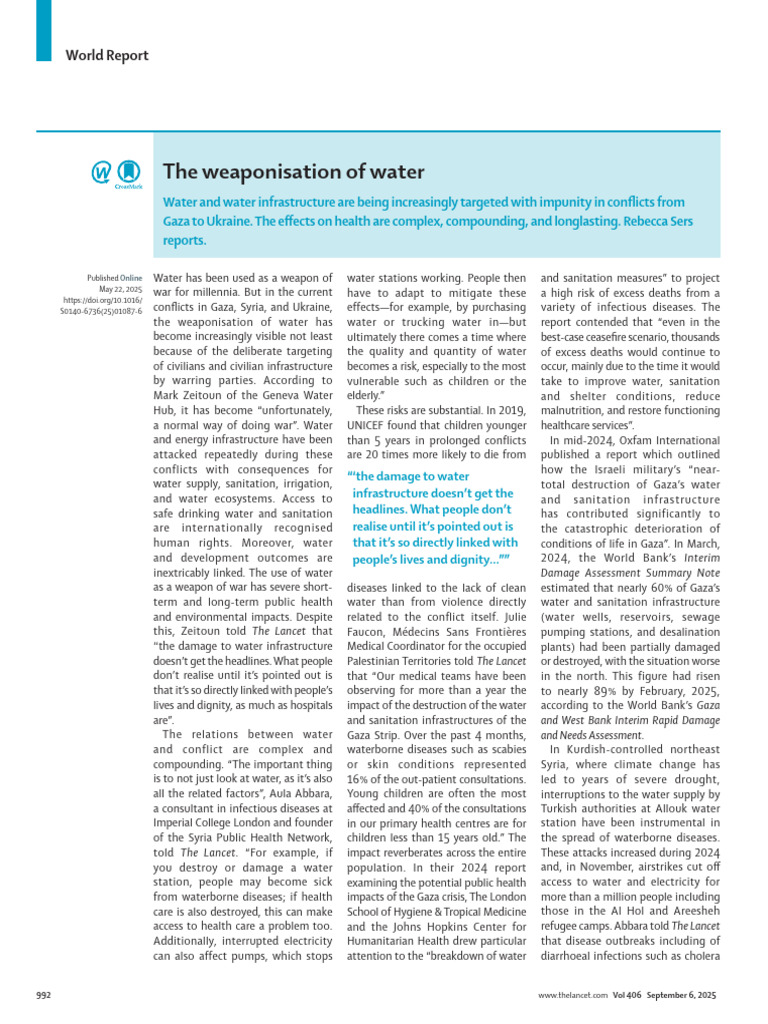 Weaponization of Water in Conflicts | PDF
