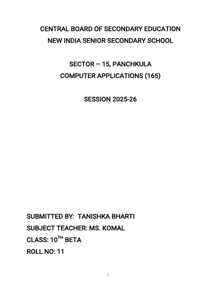 Class 10 Computer Applications Project | PDF