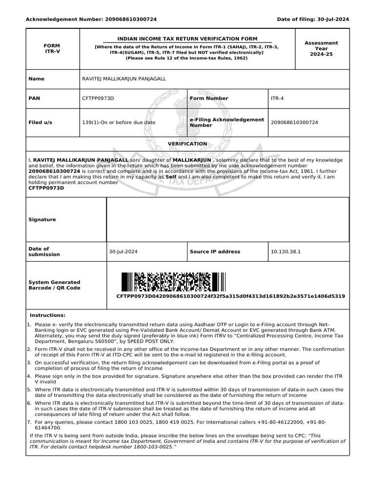 PDF - 209068610300724 Itr | PDF | Taxes
