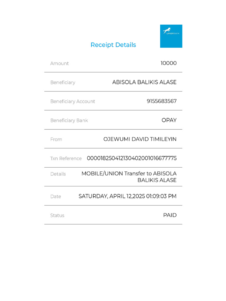UnionMobile Receipt | PDF