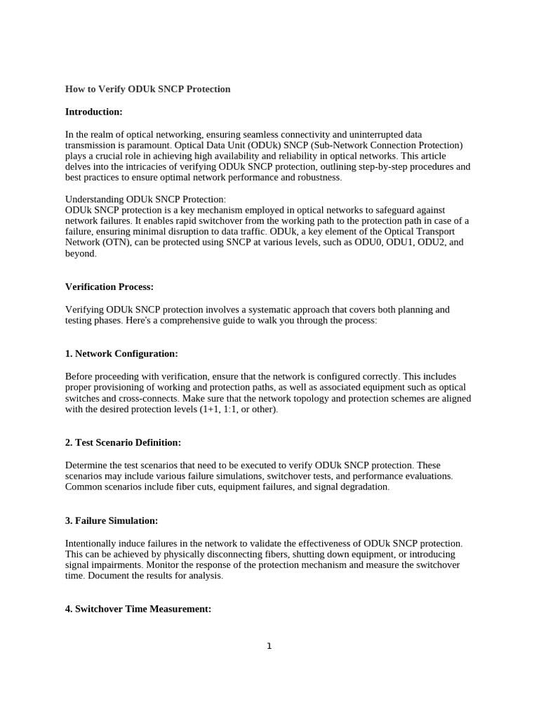 Verify ODUk SNCP Protection Steps | PDF | Computer Engineering | Data ...