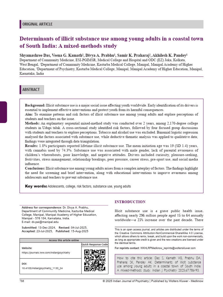 Illicit Substance Use in Young Adults | PDF | Substance Use Disorder