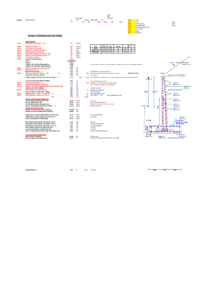 Retaining Wall Design Calculations | PDF | Mechanical Engineering ...