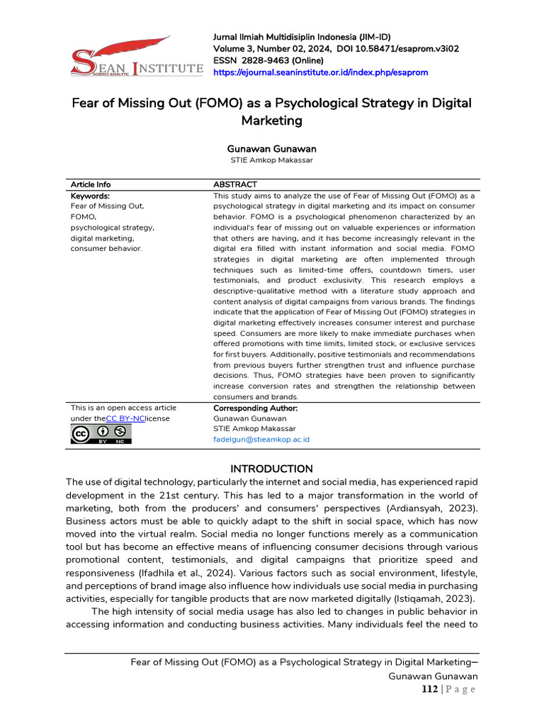 FOMO in Digital Marketing Strategies | PDF | Digital Marketing | Marketing