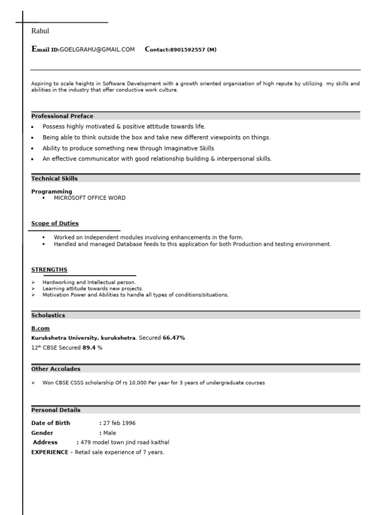 Aspiring Software Developer Resume | PDF