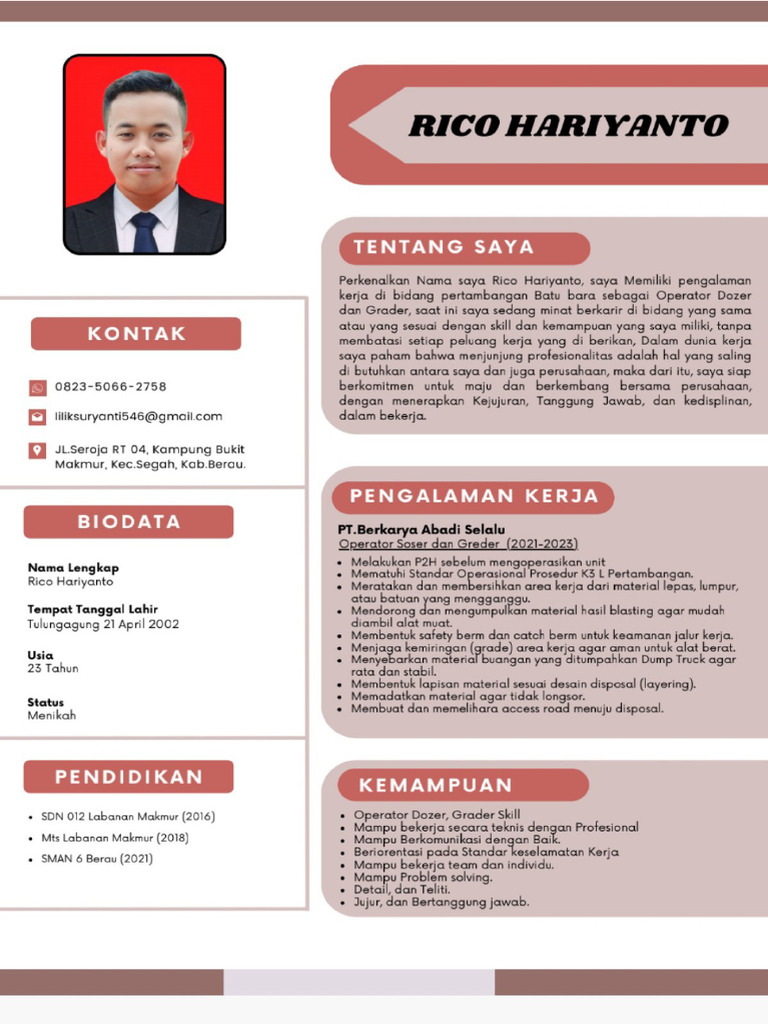 CV Rico Baru | PDF