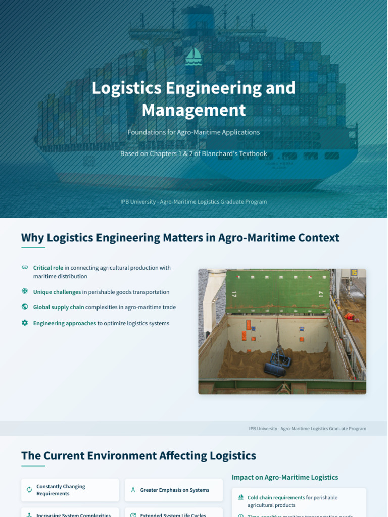Logistics Engineering and Management - Foundations For Agro-Maritime ...