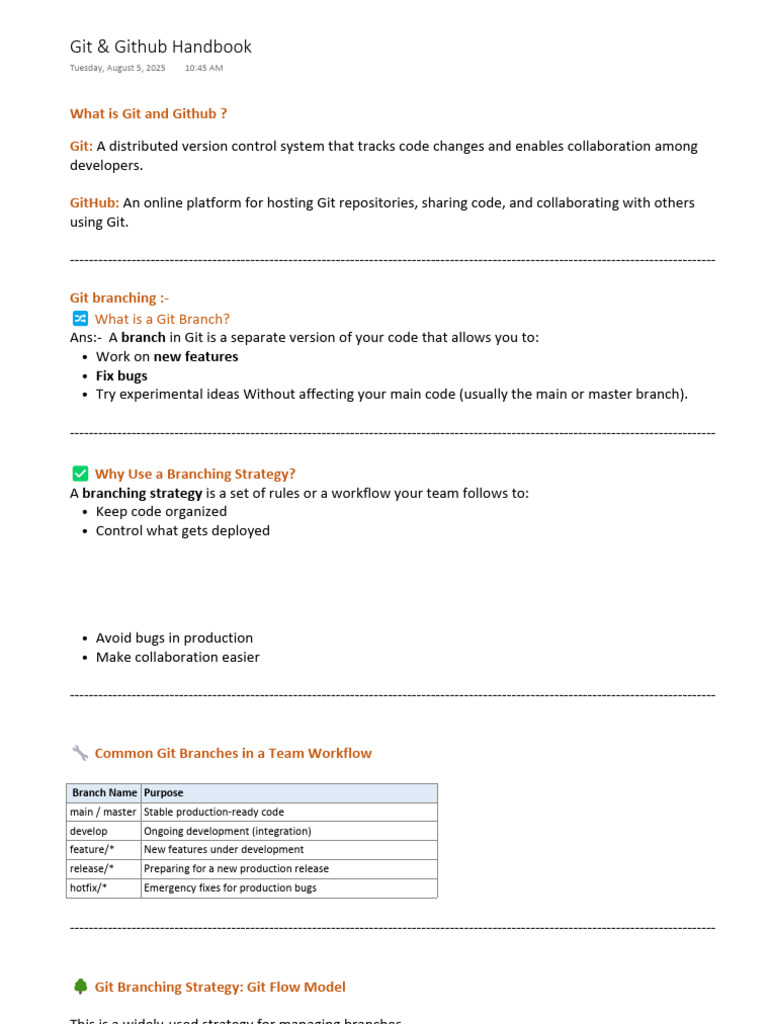 Git and GitHub Branching Strategies | PDF | Version Control | Software ...
