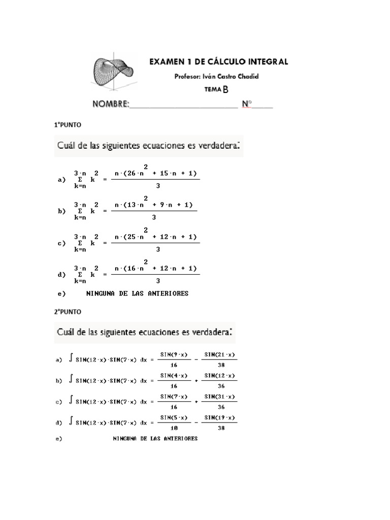 P1 Cálculo Integral 4 | PDF
