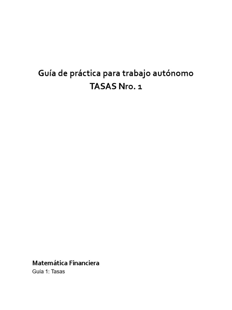 Guía de Tasas en Matemática Financiera | PDF | Tasas de interés ...