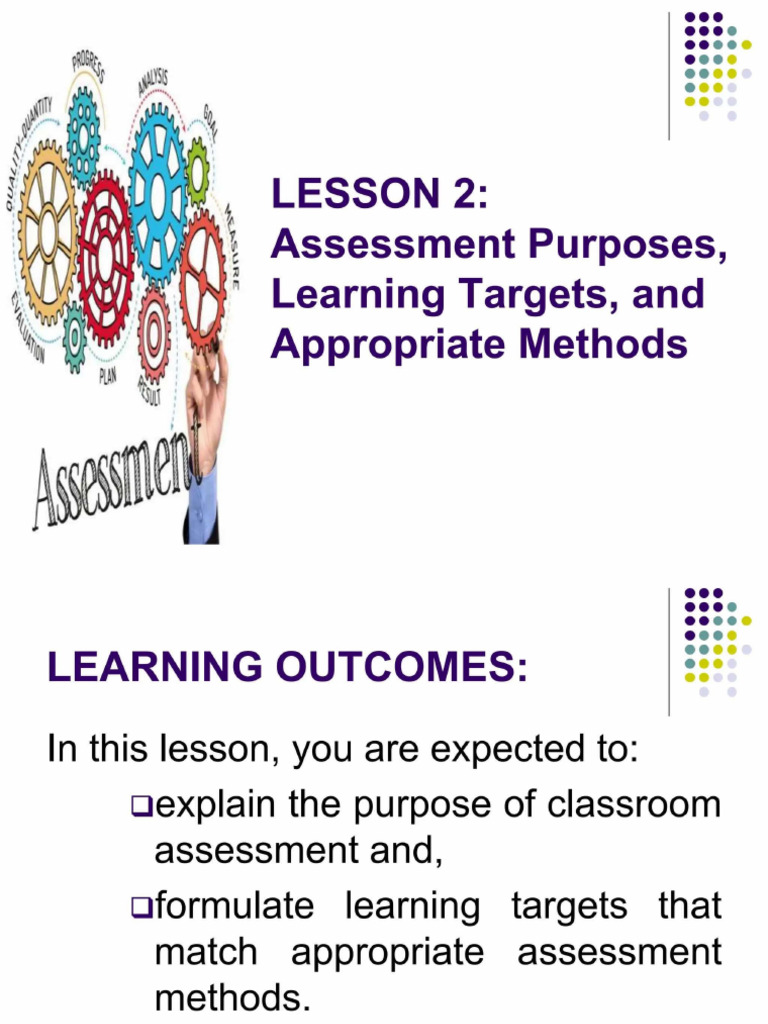 Assessment in Learning 1 Lesson 2 | PDF