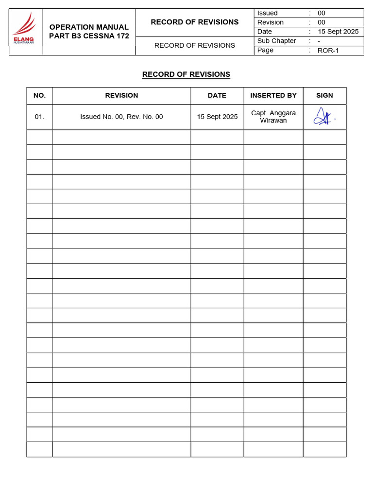 Om Part b3 - Record of Revisions | PDF