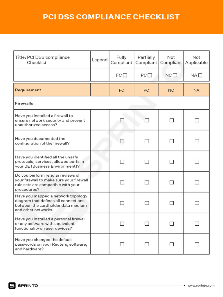 PCI DSS Compliance Checklist Guide | PDF | Payment Card Industry Data ...