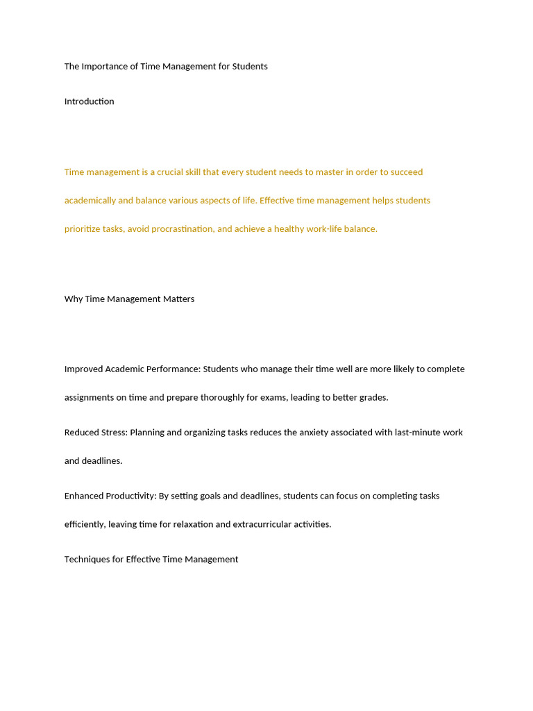 Essential Time Management Tips for Students | PDF | Time Management ...