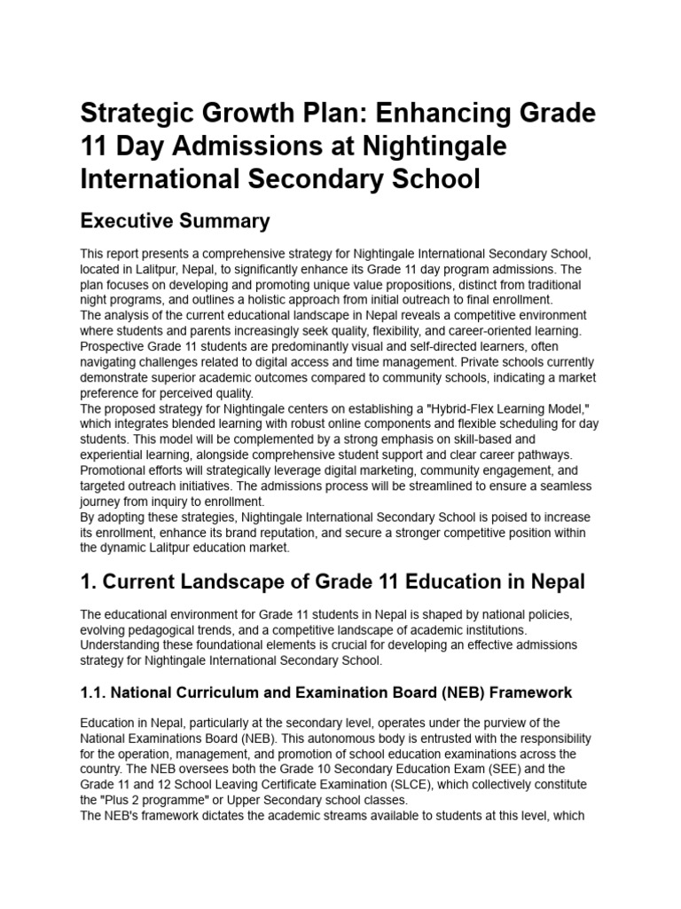 Growth Strategy for Grade 11 Admissions | PDF | Educational Technology ...