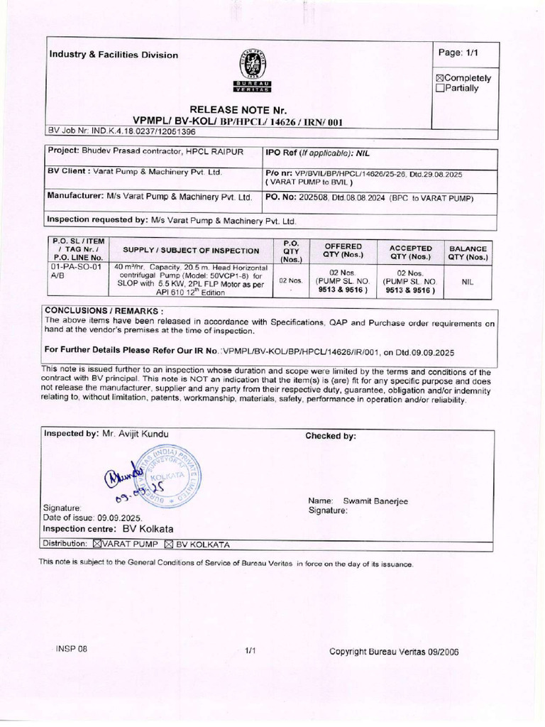 14626, IR & RN, Inspection Docs | PDF