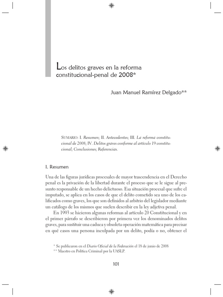 Delitos Graves en la Reforma Penal 2008 | PDF | Mandato | Castigos