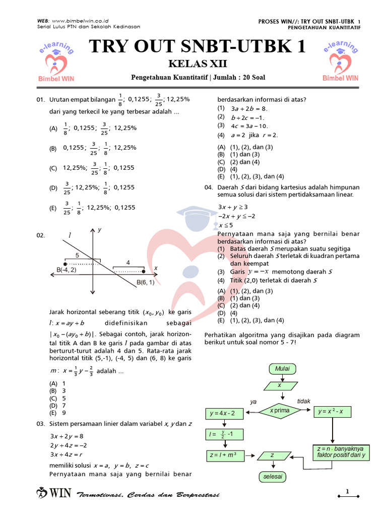 Soal Try Out SNBT-UTBK Pengetahuan Kuantitatif | PDF